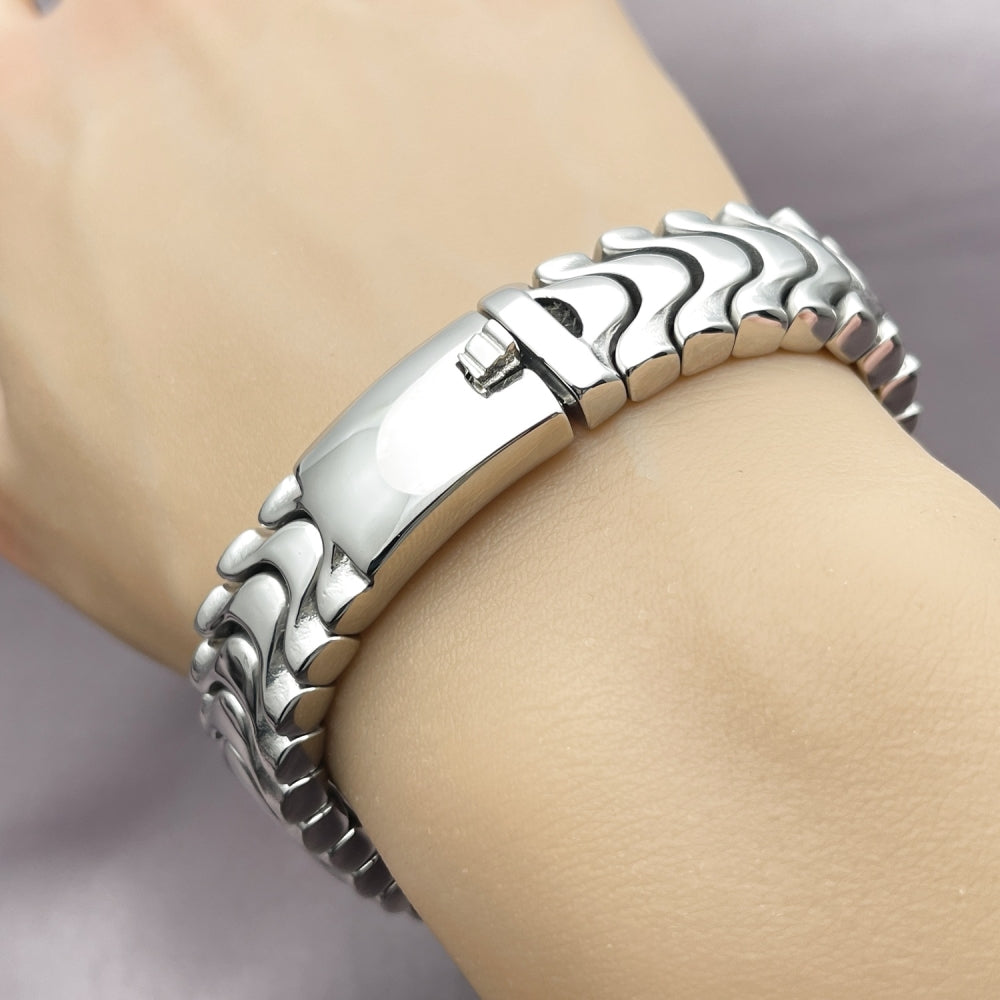 Stainless Steel Solid Bracelet, Polished, Steel Finish