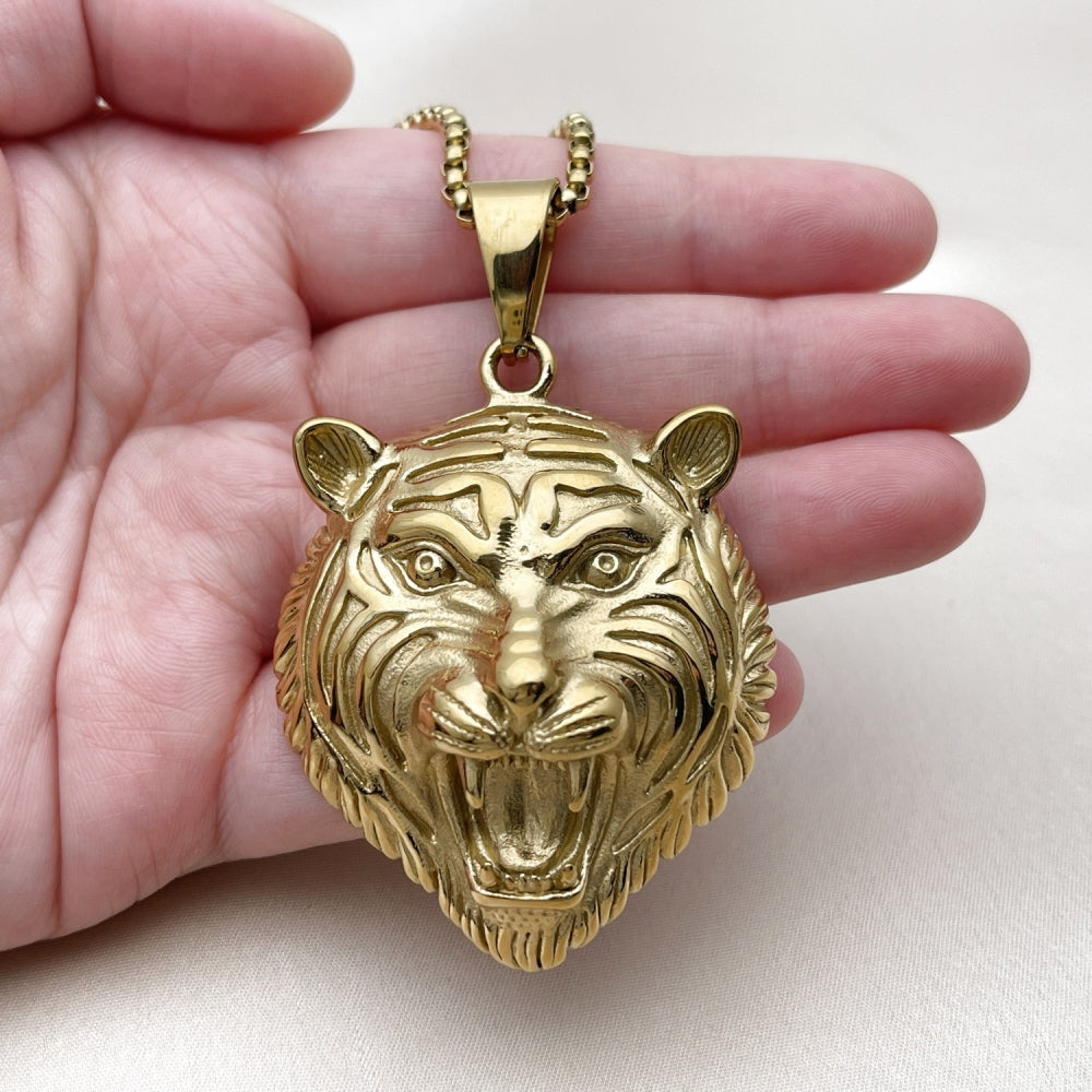 Stainless Steel Pendant Necklace, Polished, Golden Finish