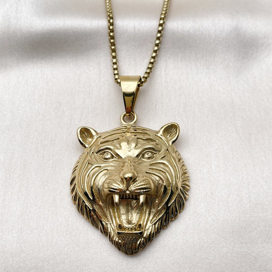 Stainless Steel Pendant Necklace, Polished, Golden Finish