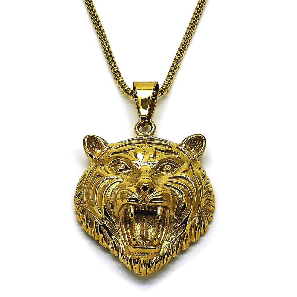 Stainless Steel Pendant Necklace, Polished, Golden Finish