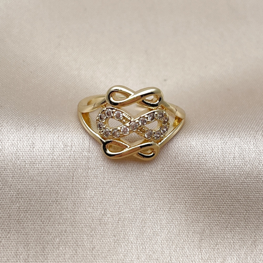 Oro Laminado Multi Stone Ring, Gold Filled Style Infinite Design, with White Cubic Zirconia, Polished, Golden Finish
