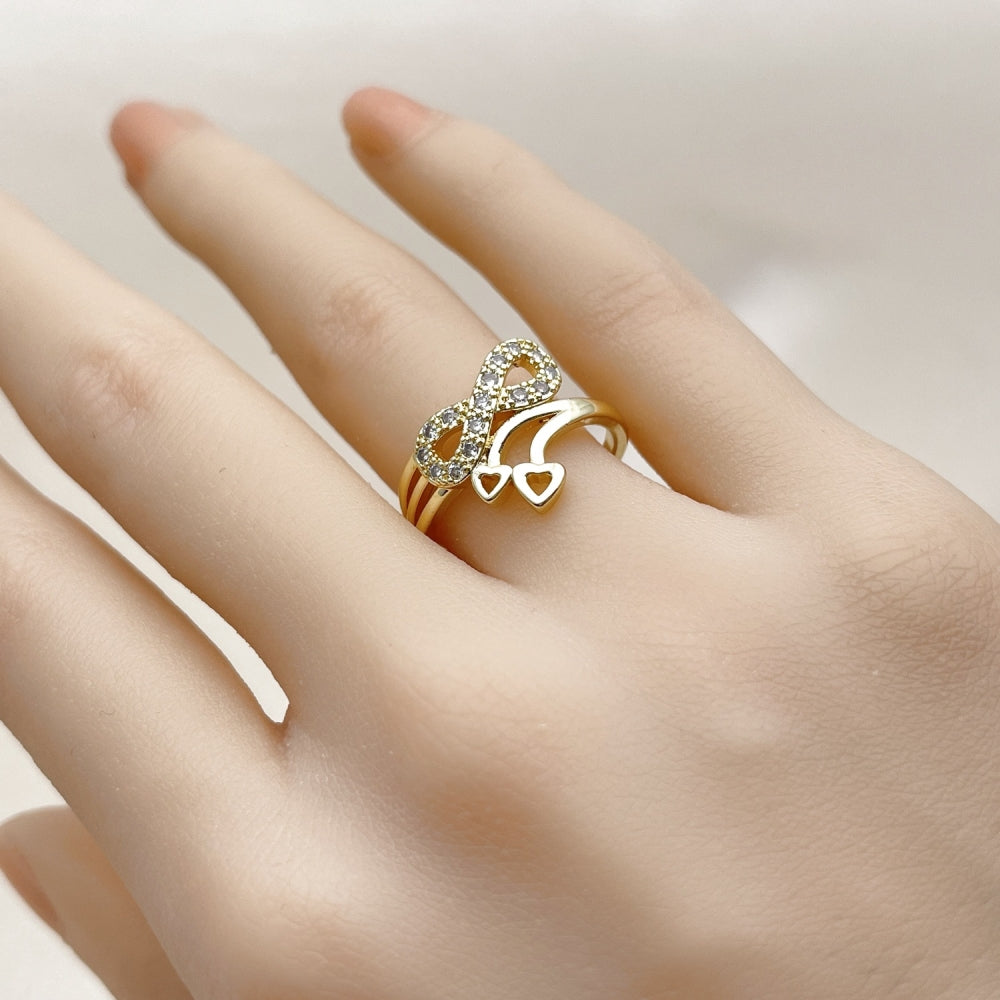 Oro Laminado Multi Stone Ring, Gold Filled Style Infinite Design, with White Cubic Zirconia, Polished, Golden Finish