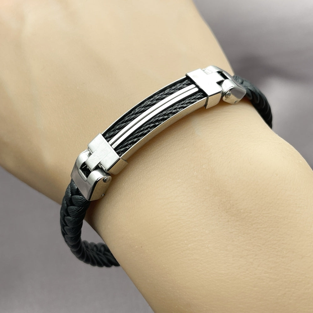Stainless Steel Fancy Bracelet, Polished, Steel Finish