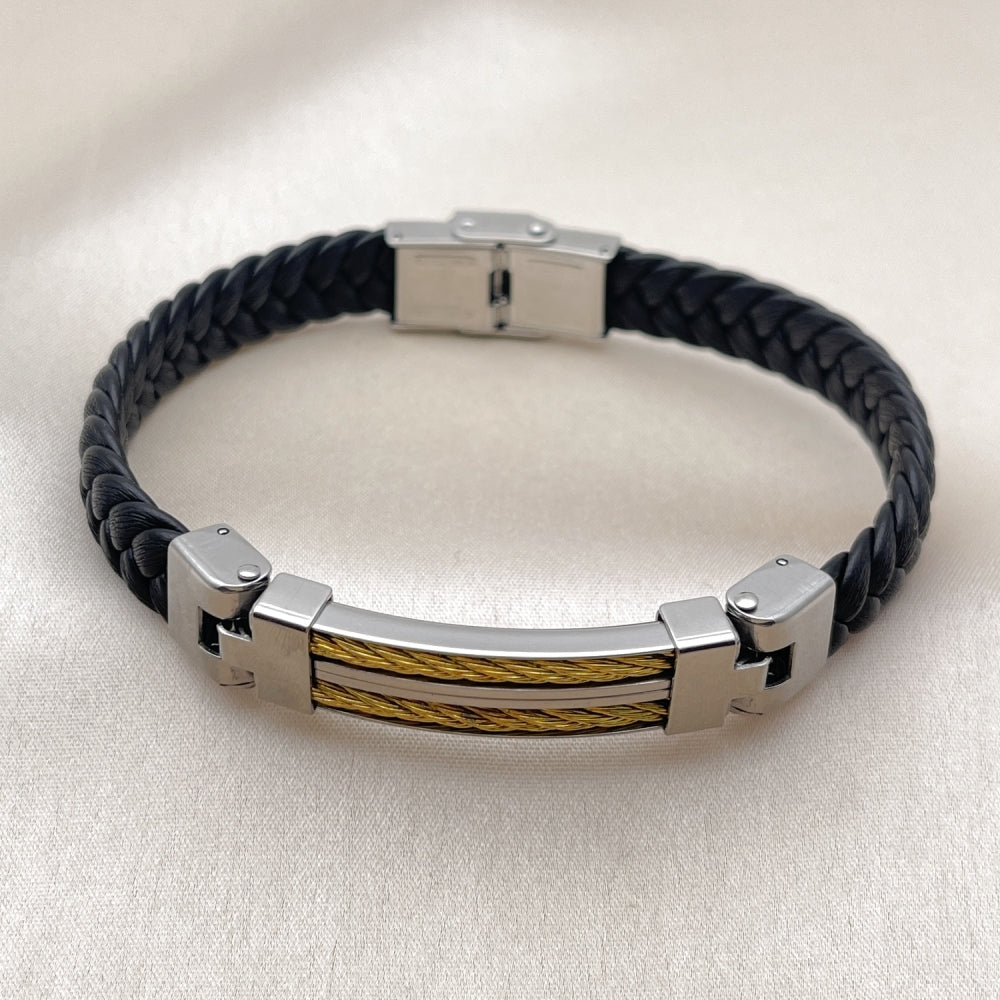 Stainless Steel Fancy Bracelet, Polished, Two Tone