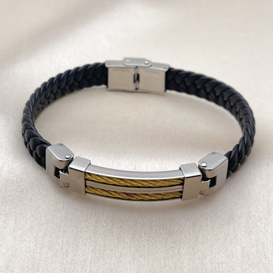 Stainless Steel Fancy Bracelet, Polished, Two Tone
