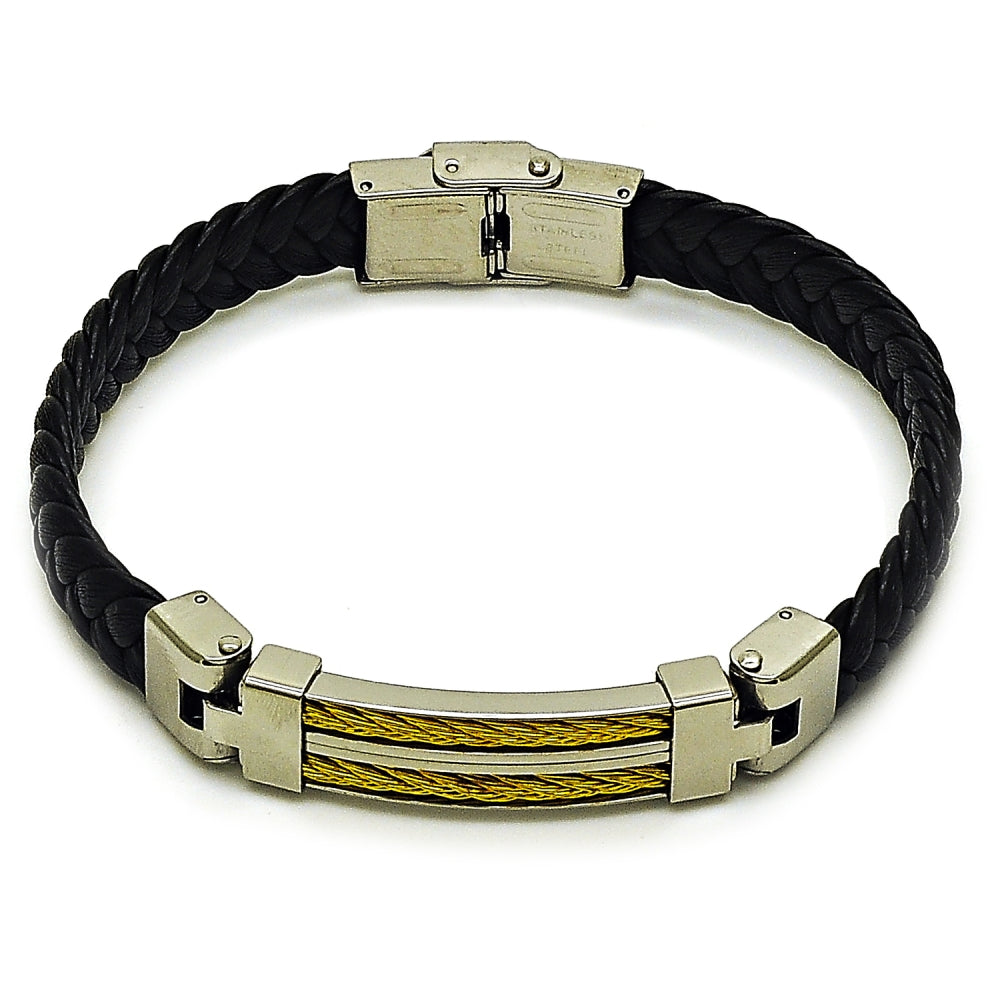 Stainless Steel Fancy Bracelet, Polished, Two Tone