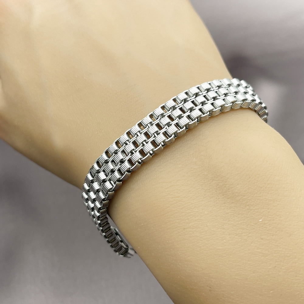 Stainless Steel Fancy Bracelet, Diamond Cutting Finish, Steel Finish