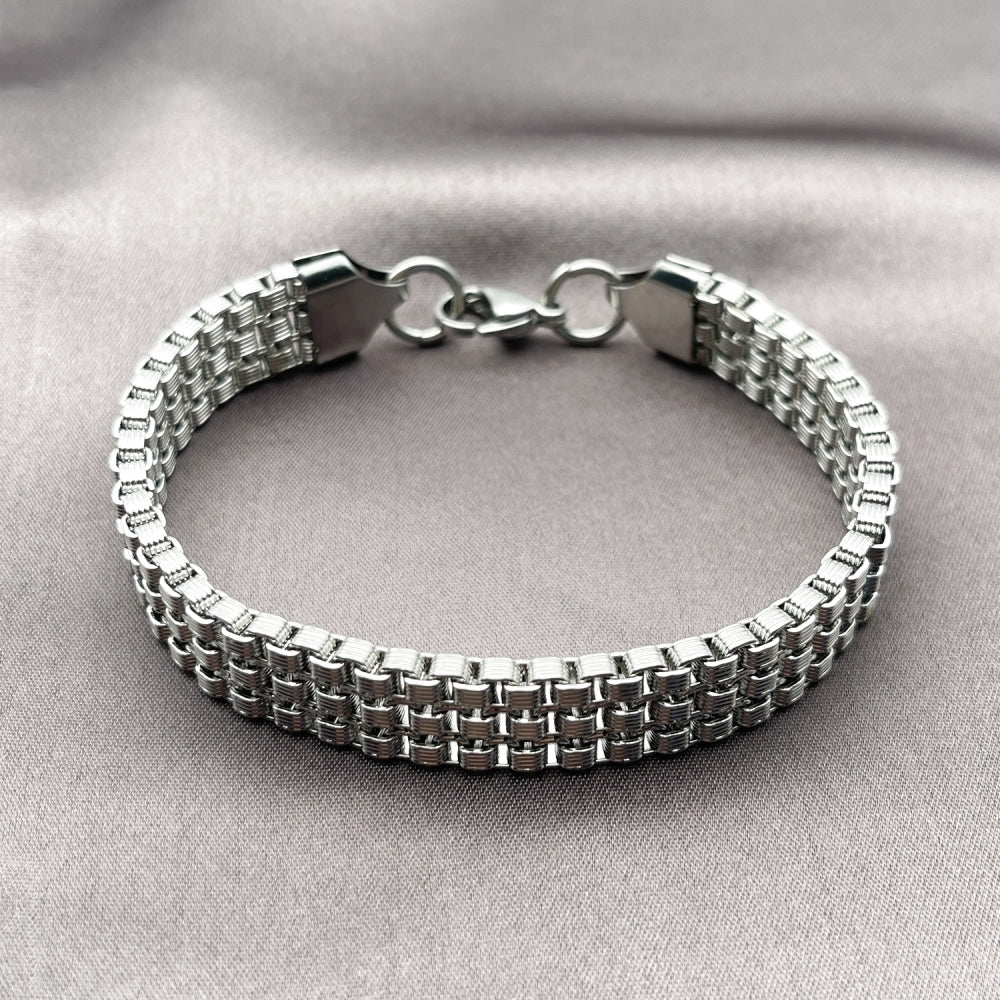 Stainless Steel Fancy Bracelet, Diamond Cutting Finish, Steel Finish