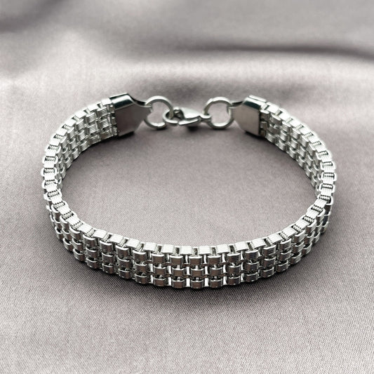 Stainless Steel Fancy Bracelet, Diamond Cutting Finish, Steel Finish