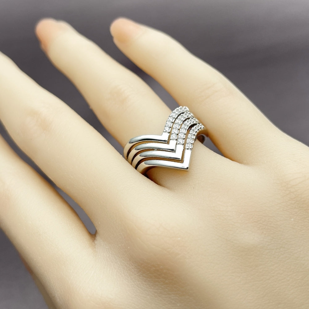 Rhodium Gold Filled Multi Stone Ring, with White Cubic Zirconia, Polished, Rhodium Finish