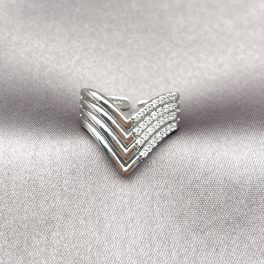 Rhodium Gold Filled Multi Stone Ring, with White Cubic Zirconia, Polished, Rhodium Finish