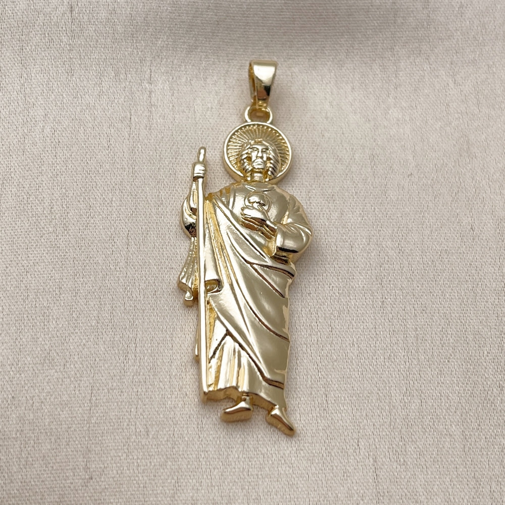 Oro Laminado Religious Pendant, Gold Filled Style San Judas Design, Polished, Golden Finish