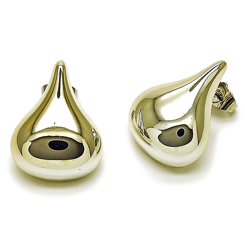 Rhodium Gold Filled Stud Earring, Teardrop Design, Polished, Rhodium Finish