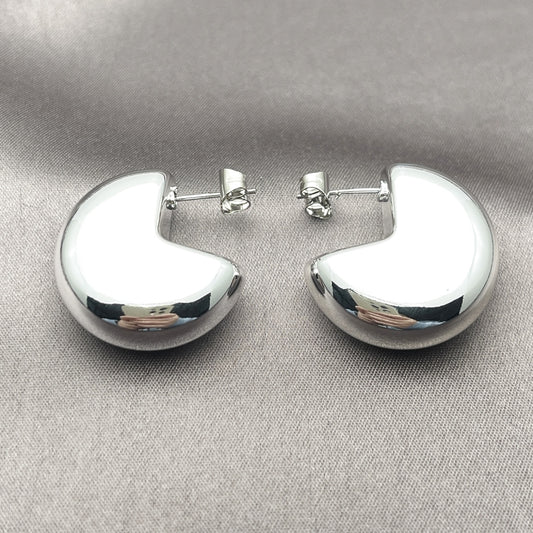 Rhodium Gold Filled Medium Hoop, Polished, Rhodium Finish
