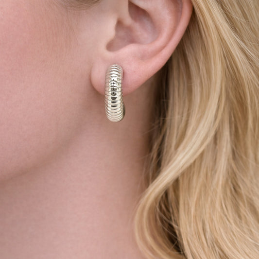 Rhodium Gold Filled Medium Hoop, Polished, Rhodium Finish