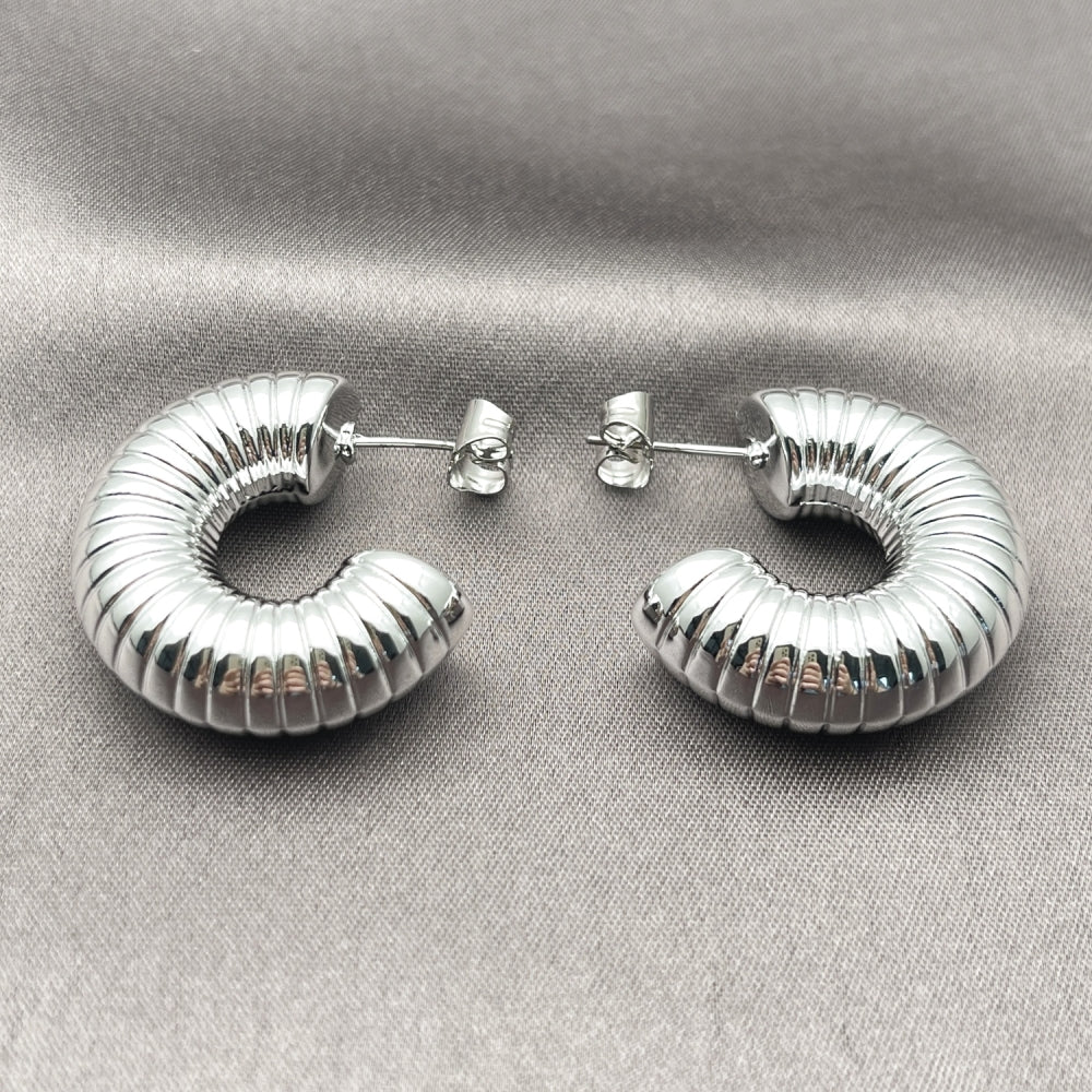 Rhodium Gold Filled Medium Hoop, Polished, Rhodium Finish