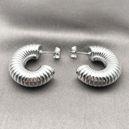 Rhodium Gold Filled Medium Hoop, Polished, Rhodium Finish