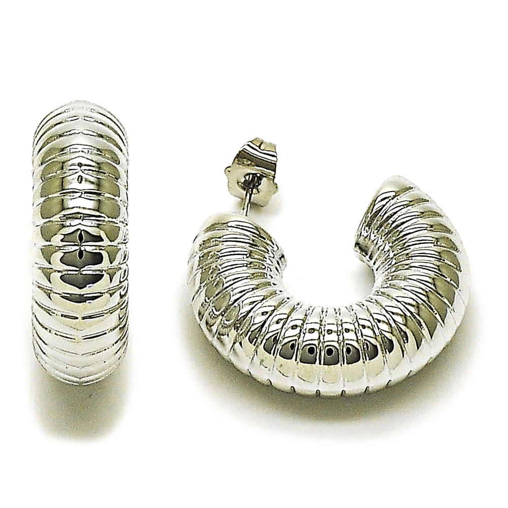 Rhodium Gold Filled Medium Hoop, Polished, Rhodium Finish