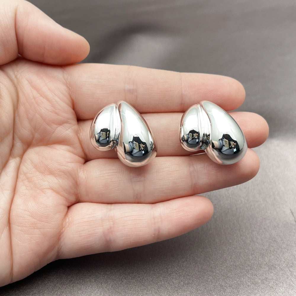 Rhodium Gold Filled Stud Earring, Heart Design, Polished, Rhodium Finish