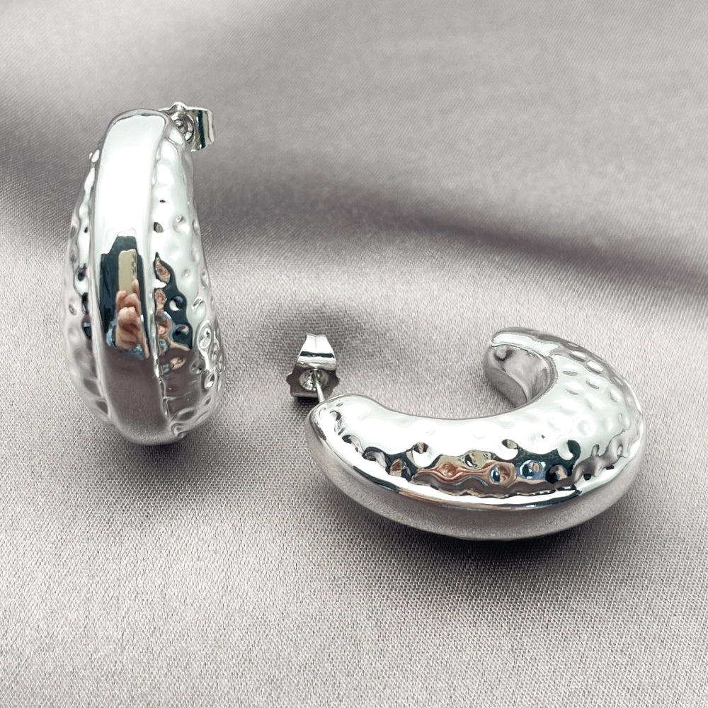 White Gold Filled Large Hoop, Polished, Rhodium Finish