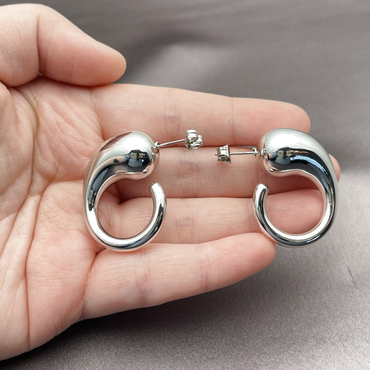 Rhodium Gold Filled Stud Earring, Teardrop Design, Polished, Rhodium Finish