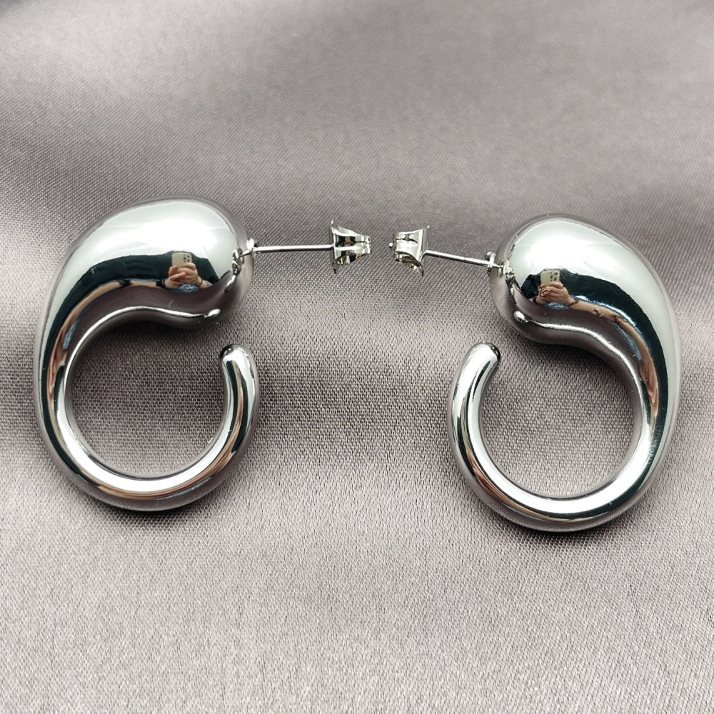 Rhodium Gold Filled Stud Earring, Teardrop Design, Polished, Rhodium Finish