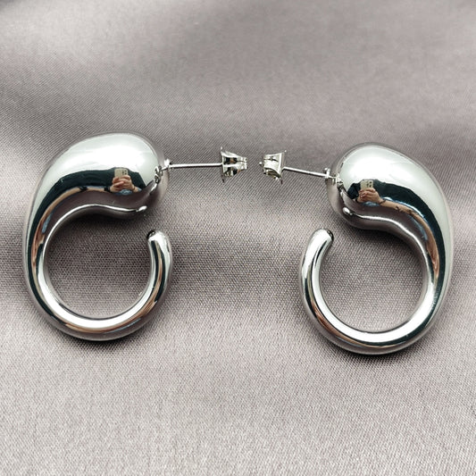 Rhodium Gold Filled Stud Earring, Teardrop Design, Polished, Rhodium Finish