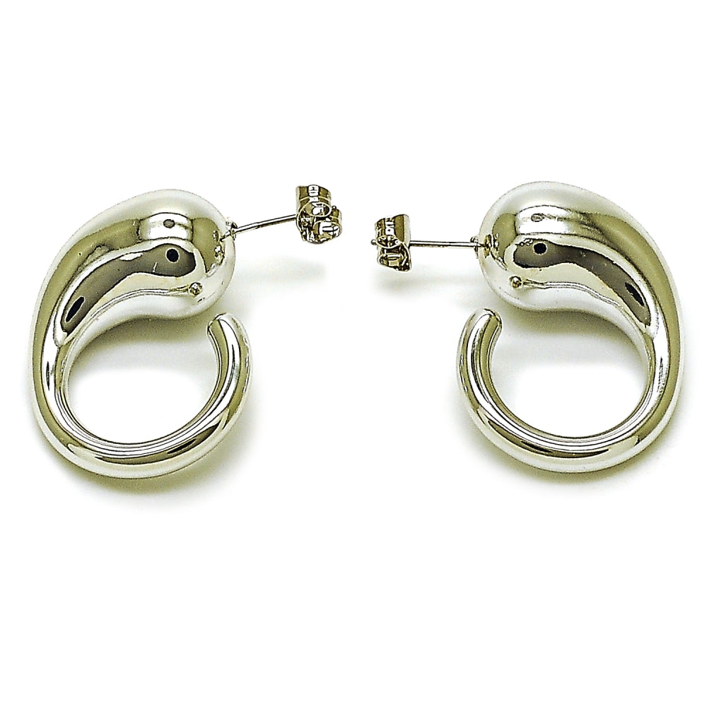 Rhodium Gold Filled Stud Earring, Teardrop Design, Polished, Rhodium Finish