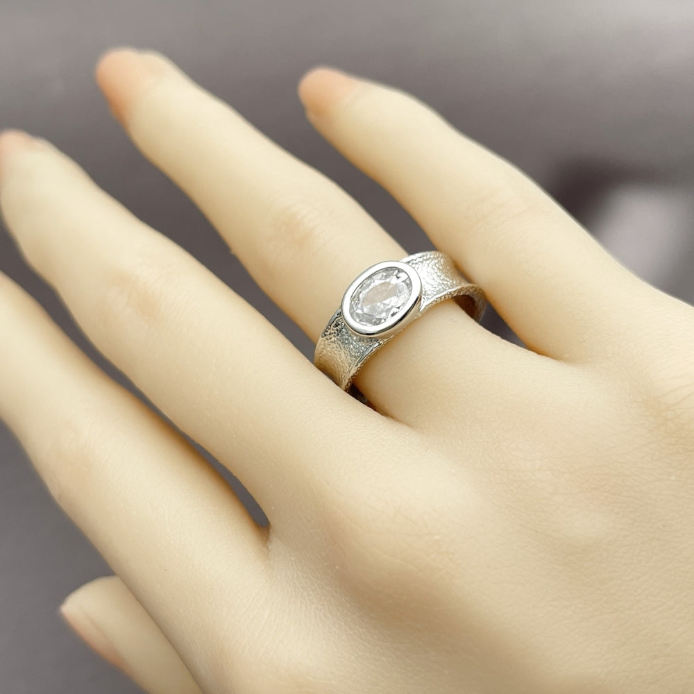 Rhodium Gold Filled Multi Stone Ring, with White Cubic Zirconia, Matte Finish, Rhodium Finish