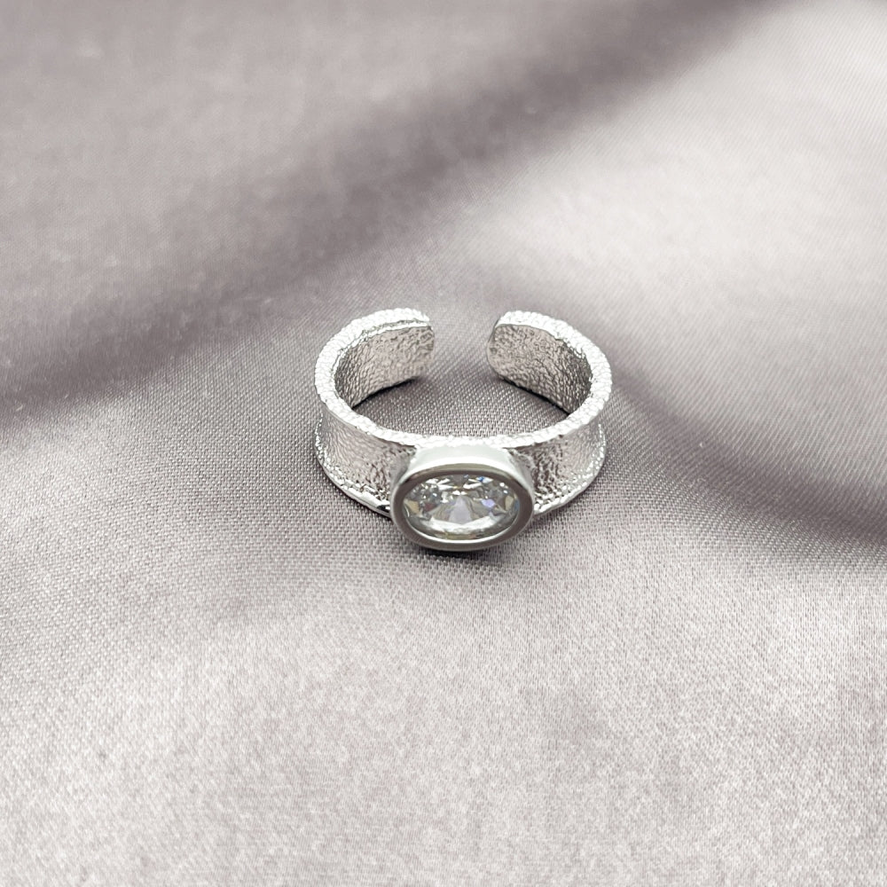 Rhodium Gold Filled Multi Stone Ring, with White Cubic Zirconia, Matte Finish, Rhodium Finish