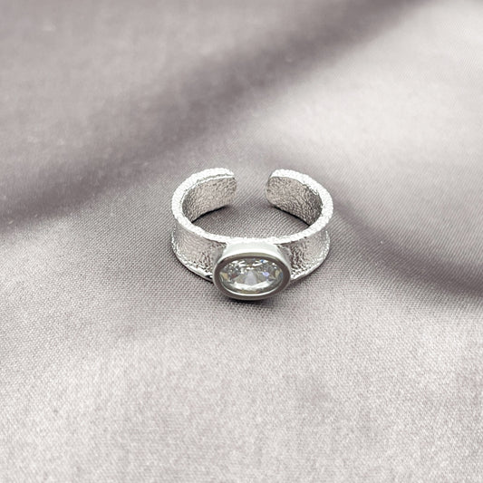 Rhodium Gold Filled Multi Stone Ring, with White Cubic Zirconia, Matte Finish, Rhodium Finish