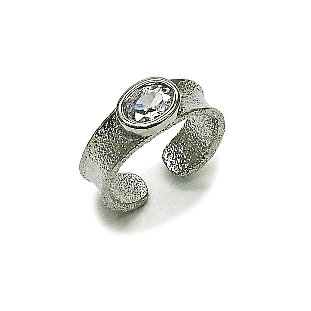 Rhodium Gold Filled Multi Stone Ring, with White Cubic Zirconia, Matte Finish, Rhodium Finish