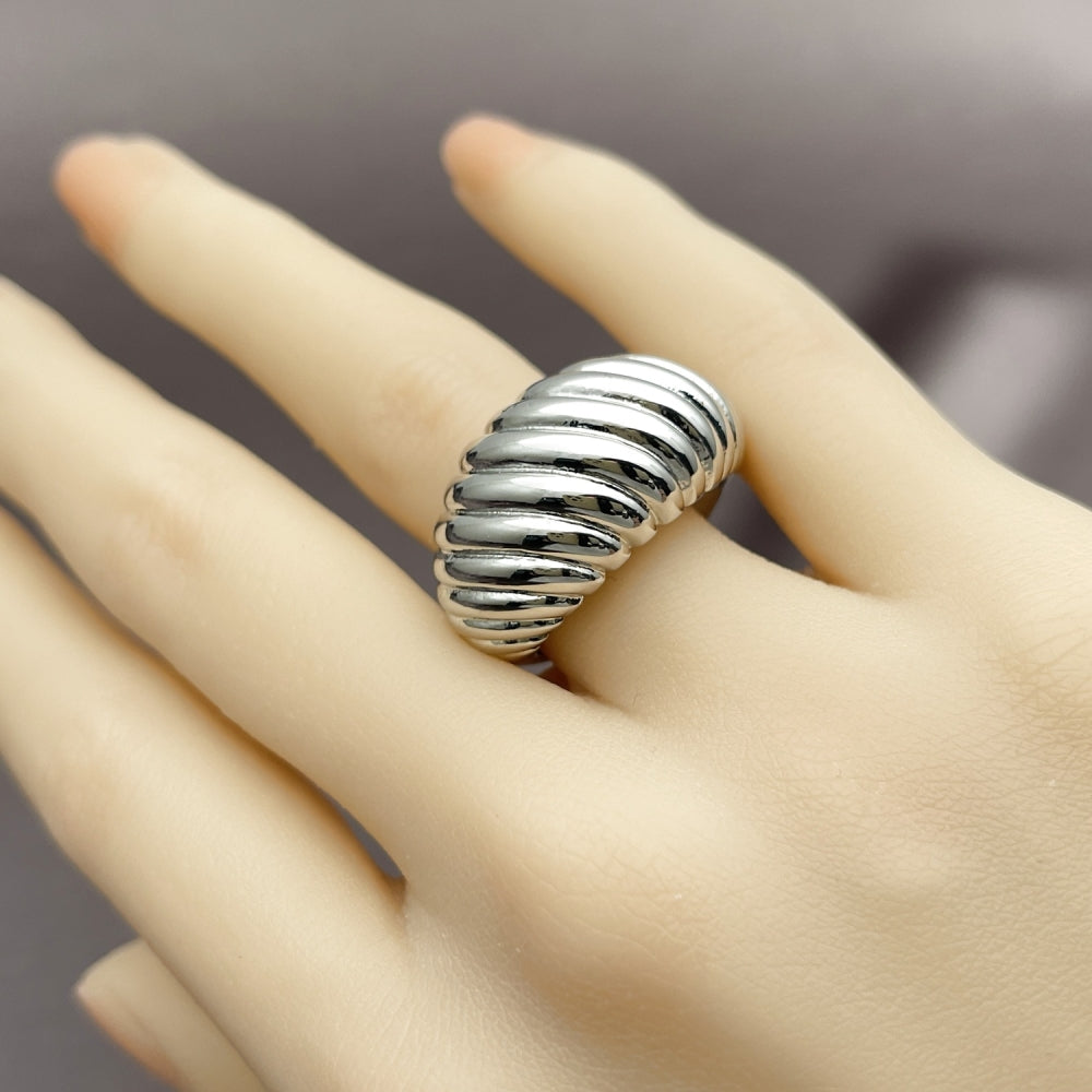 Rhodium Gold Filled Elegant Ring, Twist Design, Polished, Rhodium Finish
