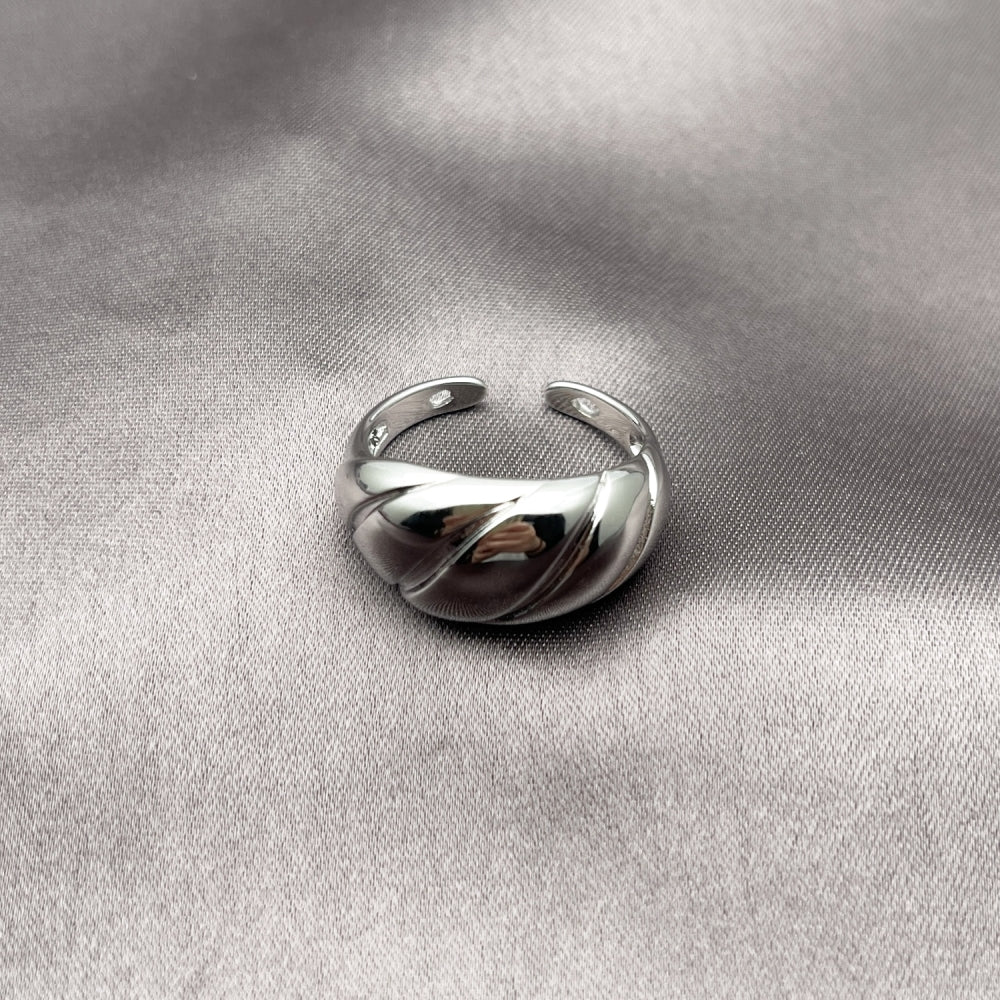 Rhodium Gold Filled Elegant Ring, Twist Design, Polished, Rhodium Finish