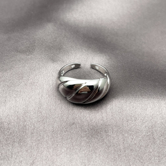 Rhodium Gold Filled Elegant Ring, Twist Design, Polished, Rhodium Finish