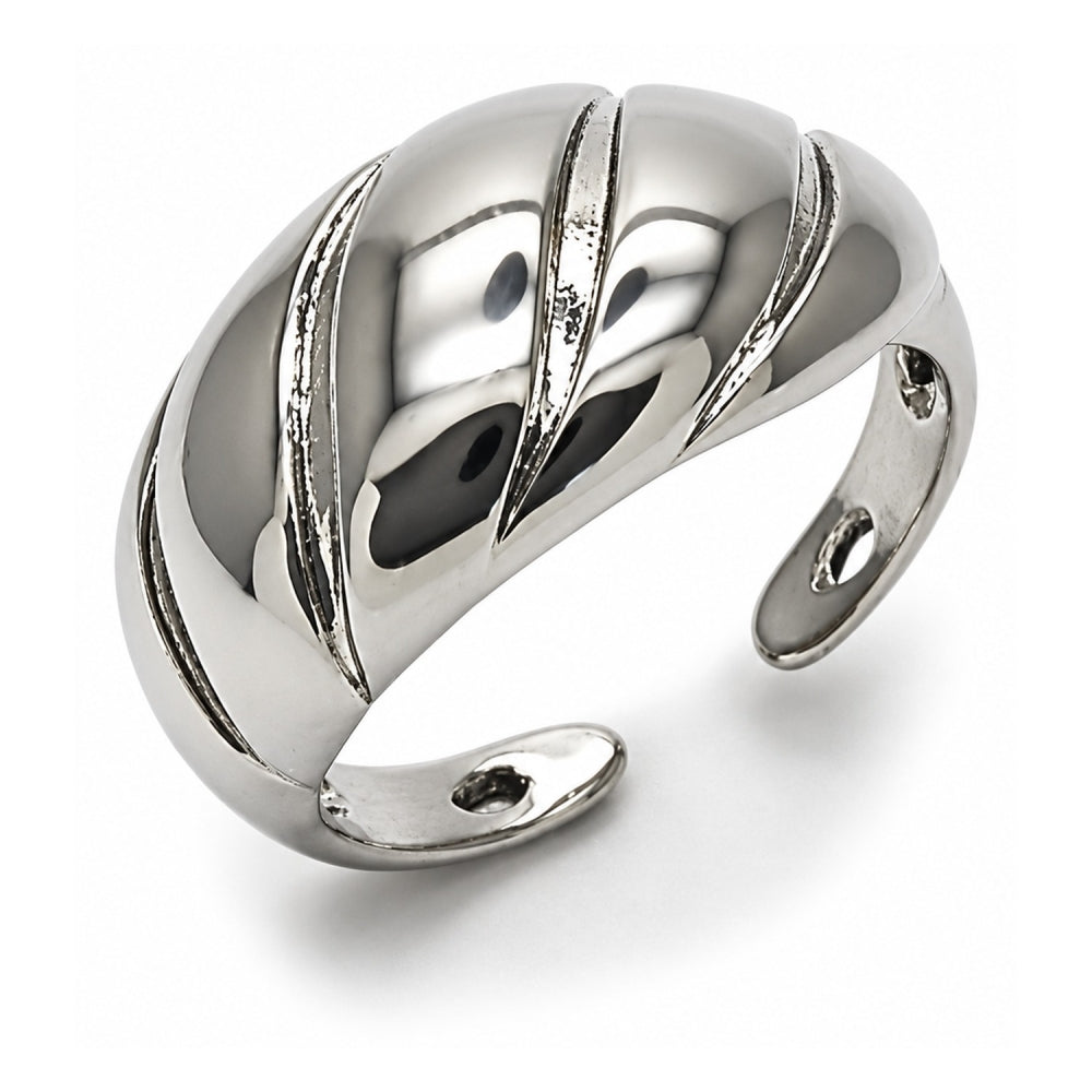 White Gold Filled Elegant Ring, Twist Design, Polished, Rhodium Finish