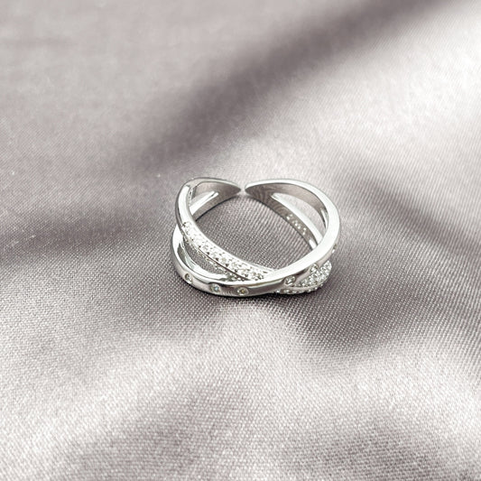 Rhodium Gold Filled Multi Stone Ring, with White Cubic Zirconia and White Micro Pave, Polished, Rhodium Finish