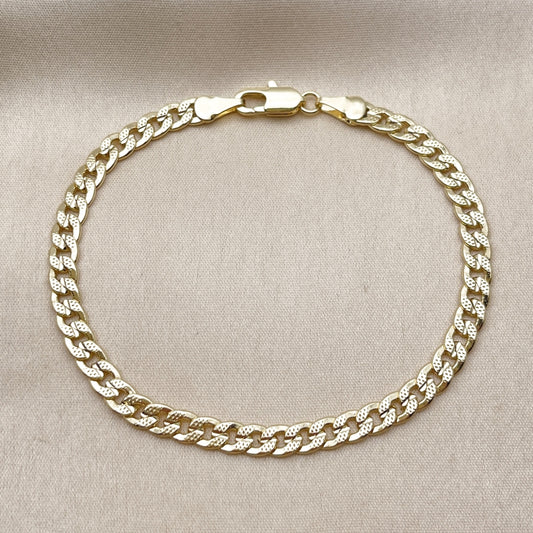 Oro Laminado Basic Bracelet, Gold Filled Style Concave Cuban Design, Polished, Golden Finish