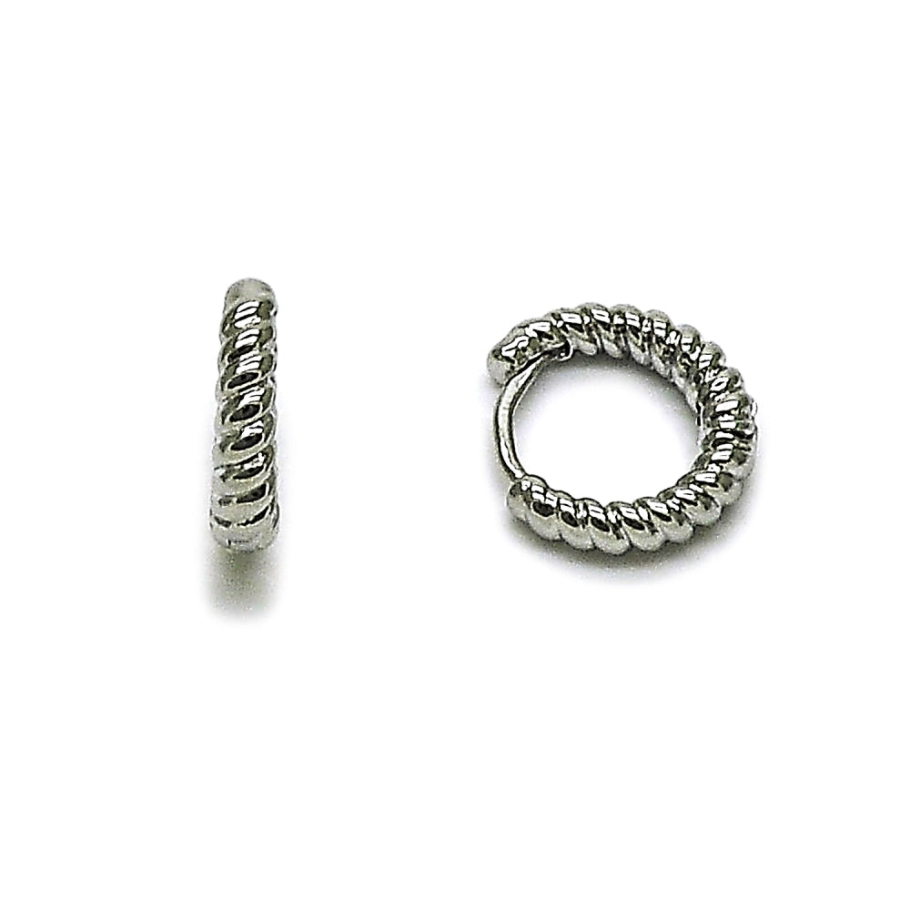 Rhodium Gold Filled Huggie Hoop, Twist Design, Polished, Rhodium Finish