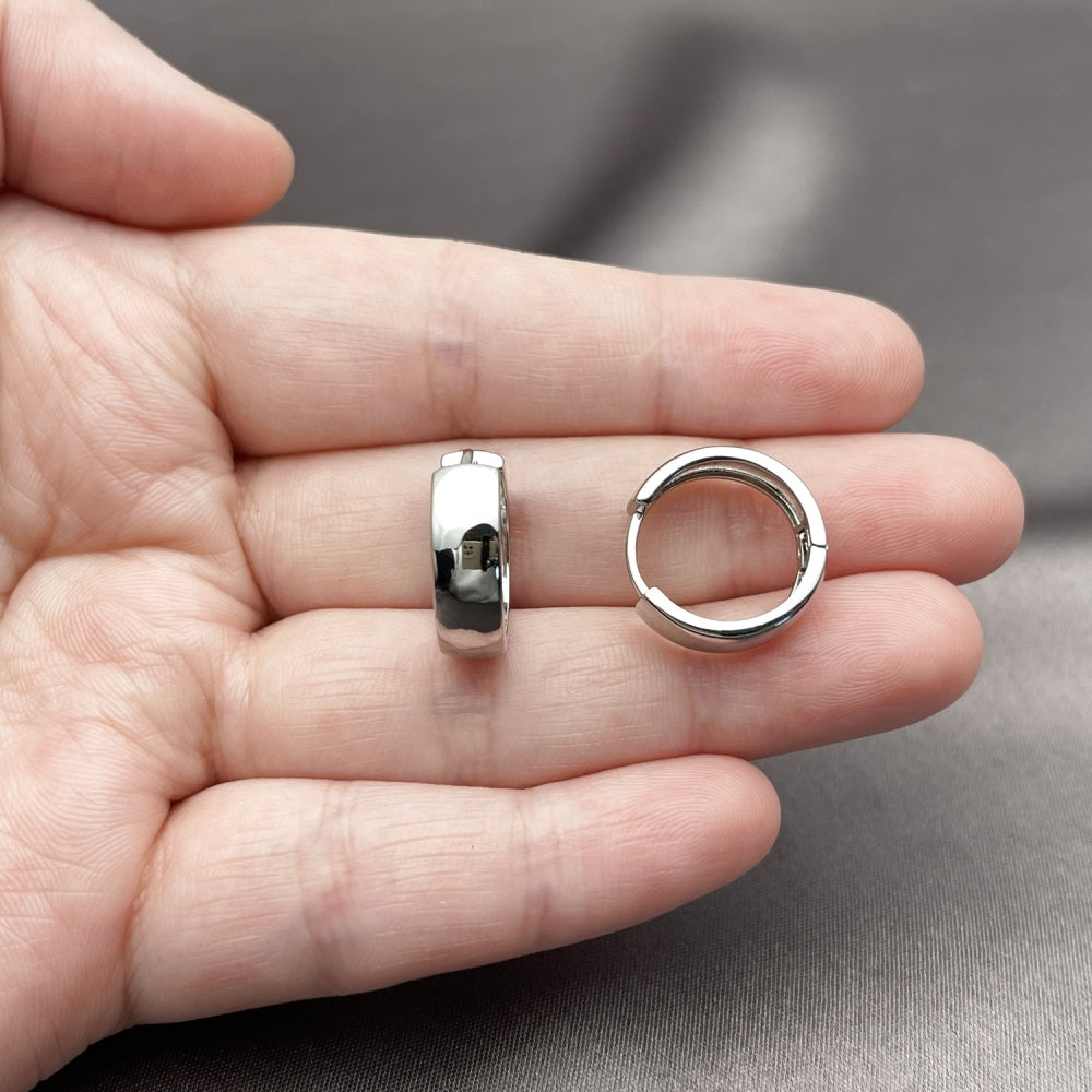 Rhodium Gold Filled Huggie Hoop, Polished, Rhodium Finish