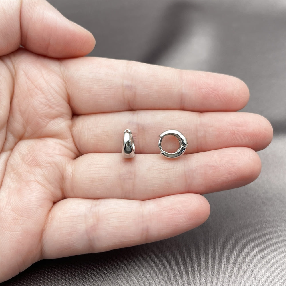Rhodium Gold Filled Huggie Hoop, Polished, Rhodium Finish