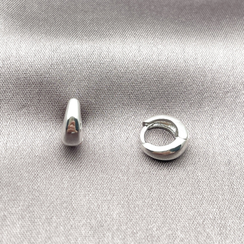Rhodium Gold Filled Huggie Hoop, Polished, Rhodium Finish
