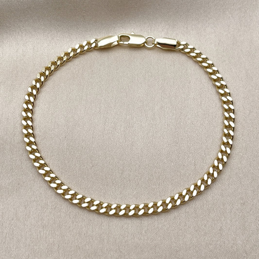 Oro Laminado Fancy Bracelet, Gold Filled Style Miami Cuban Design, Polished, Golden Finish