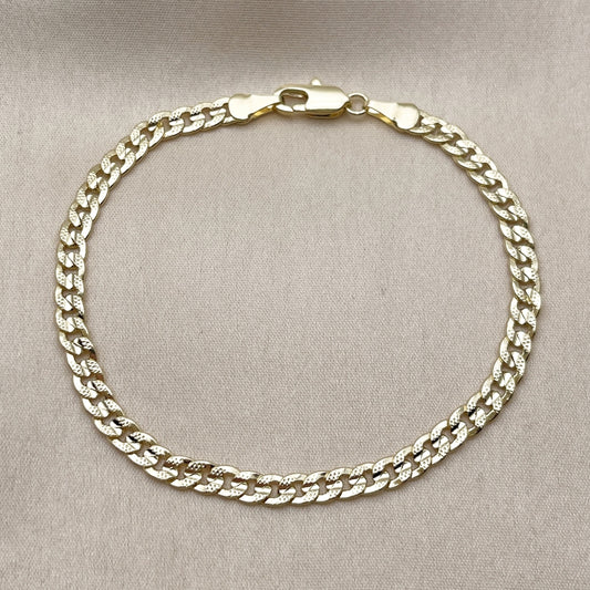Oro Laminado Basic Bracelet, Gold Filled Style Concave Cuban Design, Polished, Golden Finish