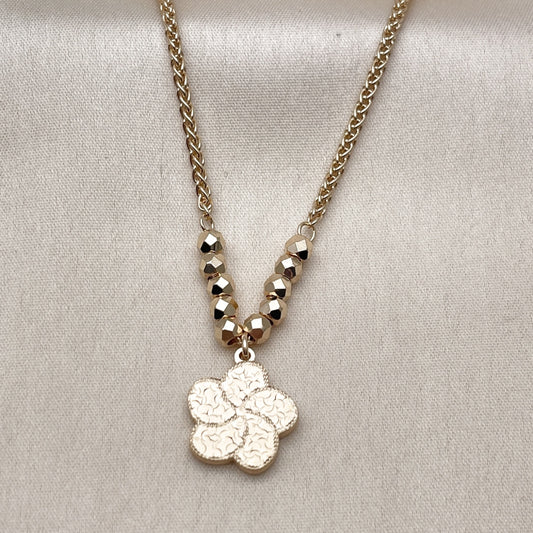 Oro Laminado Fancy Necklace, Gold Filled Style Flower and Disco Design, Diamond Cutting Finish, Golden Finish