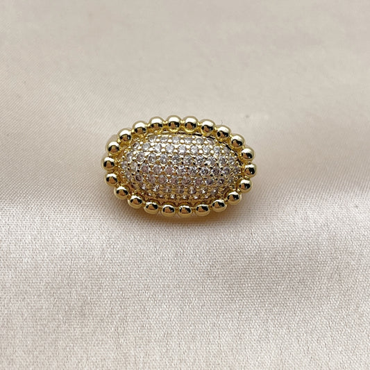 Oro Laminado Multi Stone Ring, Gold Filled Style with White Cubic Zirconia, Polished, Golden Finish