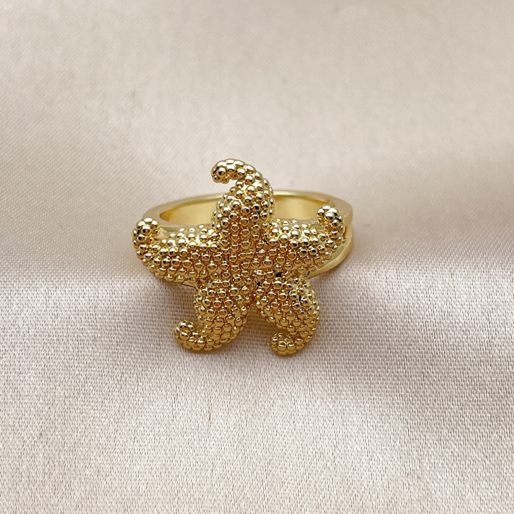 Oro Laminado Elegant Ring, Gold Filled Style Star Design, Matte Finish, Golden Finish