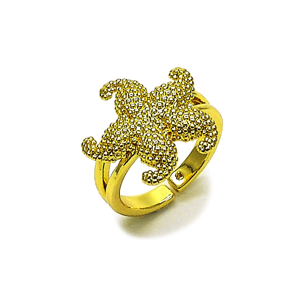 Oro Laminado Elegant Ring, Gold Filled Style Star Design, Matte Finish, Golden Finish
