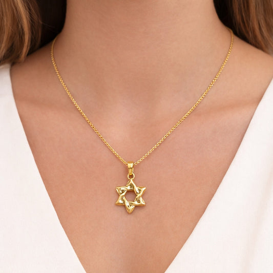 Oro Laminado Religious Pendant, Gold Filled Style Star of David Design, Polished, Golden Finish