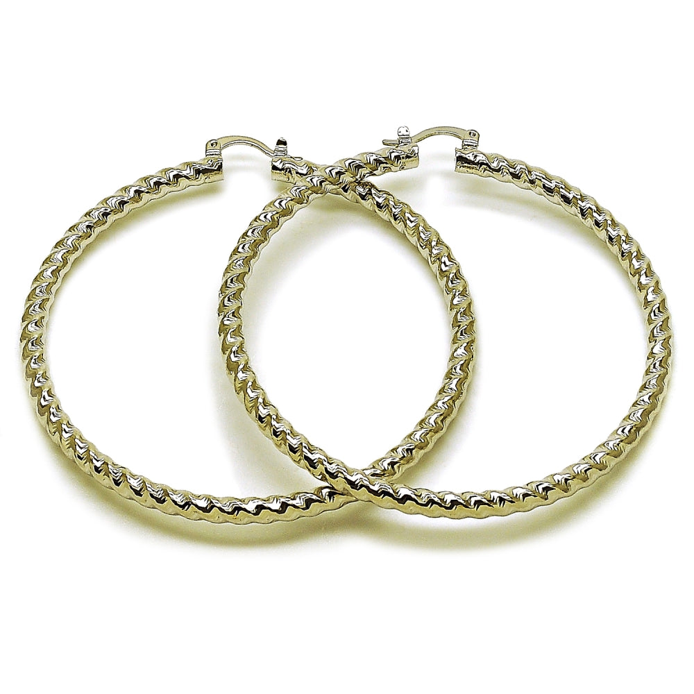 Rhodium Gold Filled Extra Large Hoop, Twist Design, Polished, Rhodium Finish